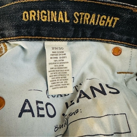 American Eagle Outfitters Original Straight Cotton Dark Wash Denim Jeans 29/30 - Picture 6 of 7